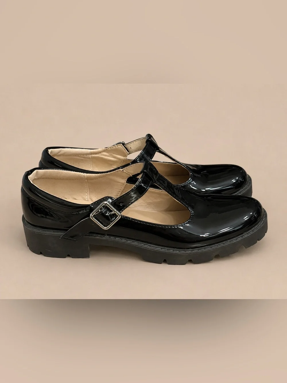 JOYSTRY Black Patent Mary Jane Lug Sole Shoes Size 10 / EU 42